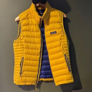 Patagonia Golden Puffer Vest with Navy Lining